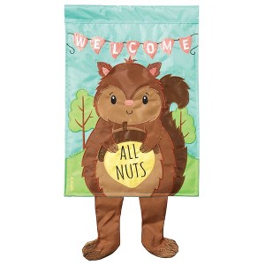 Magnolia Garden Welcome All Nuts Squirrel 13 x 24 Inch Polyester Crazy Legs Garden Flag - 1 of 2