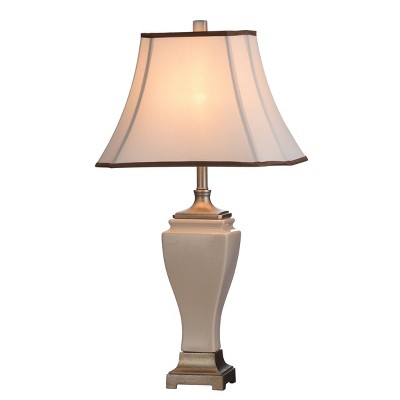 Adjustable Cream Crackle Finish Table Lamp with Bell Shade