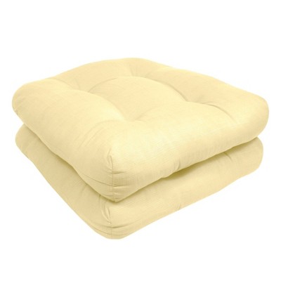 Yellow U-Shaped Tufted Polyester Patio Chair Cushions, 19" x 19", Set of 6