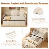 YONWAY U-Shaped Twin DayBed, Wooden Sofa Bed Frame with Pop up Trundle, 2 Storage Drawers and Tufted Backrest for Living Room and Bedroom - 3 of 4