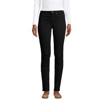 Lands' End Women's Tall Mid Rise Straight Leg Jeans - Black