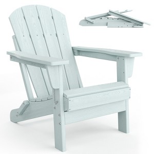Folding Adirondack Chair - HDPE Outdoor All-Weather Fire Pit Chairs, Ergonomic Extended Backrest for Patio, Garden Pool, Backyard - 1 of 4