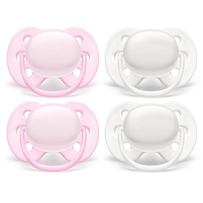 Philips Avent Ultra Soft Pacifier - Arctic White/Pink 4pk 0-6 Months