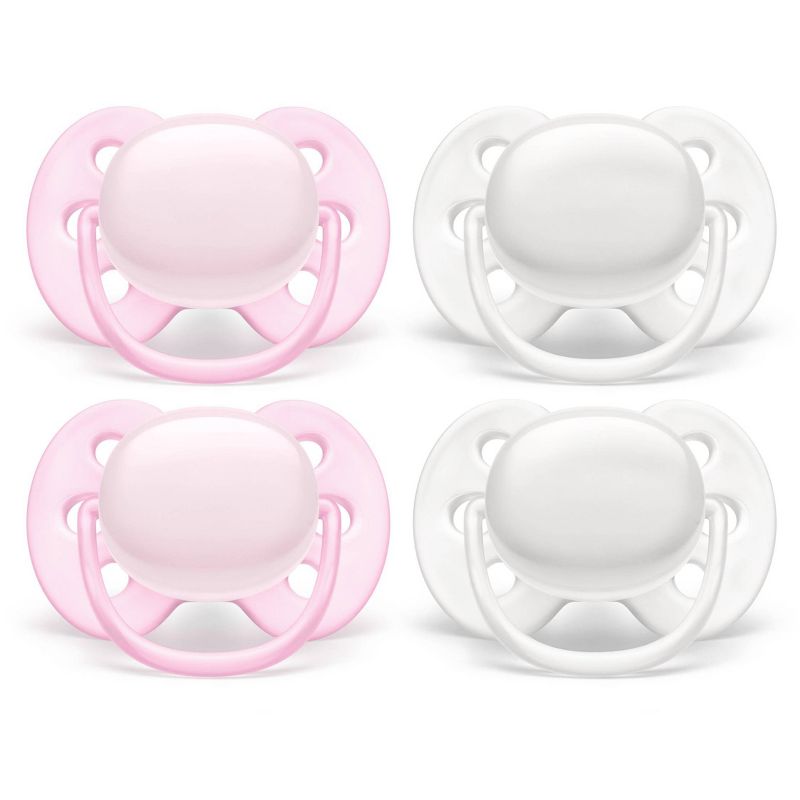Philips Avent Ultra Soft Pacifier - Arctic White/Pink 4pk 0-6 Months, 1 of 7