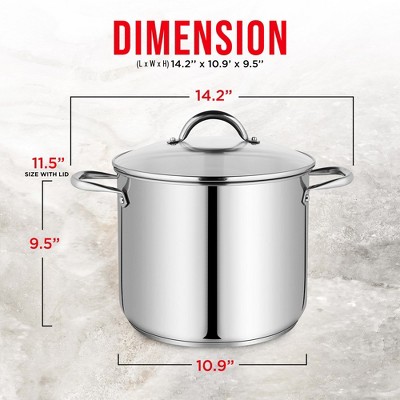 Bakken-Swiss Deluxe 12-Quart Stainless Steel Stockpot with Glass Lid