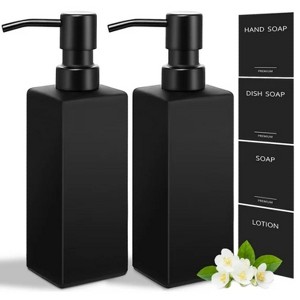 LunaLulinlk Glass Soap Dispenser, Matte Black Soap Bottle with Pump for Kitchen and Bathroom-350ml - 1 of 4