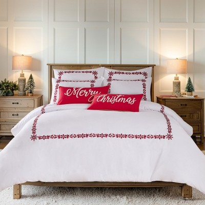 Holly & Thistle Embroidered Cotton Euro Shams Set of 2