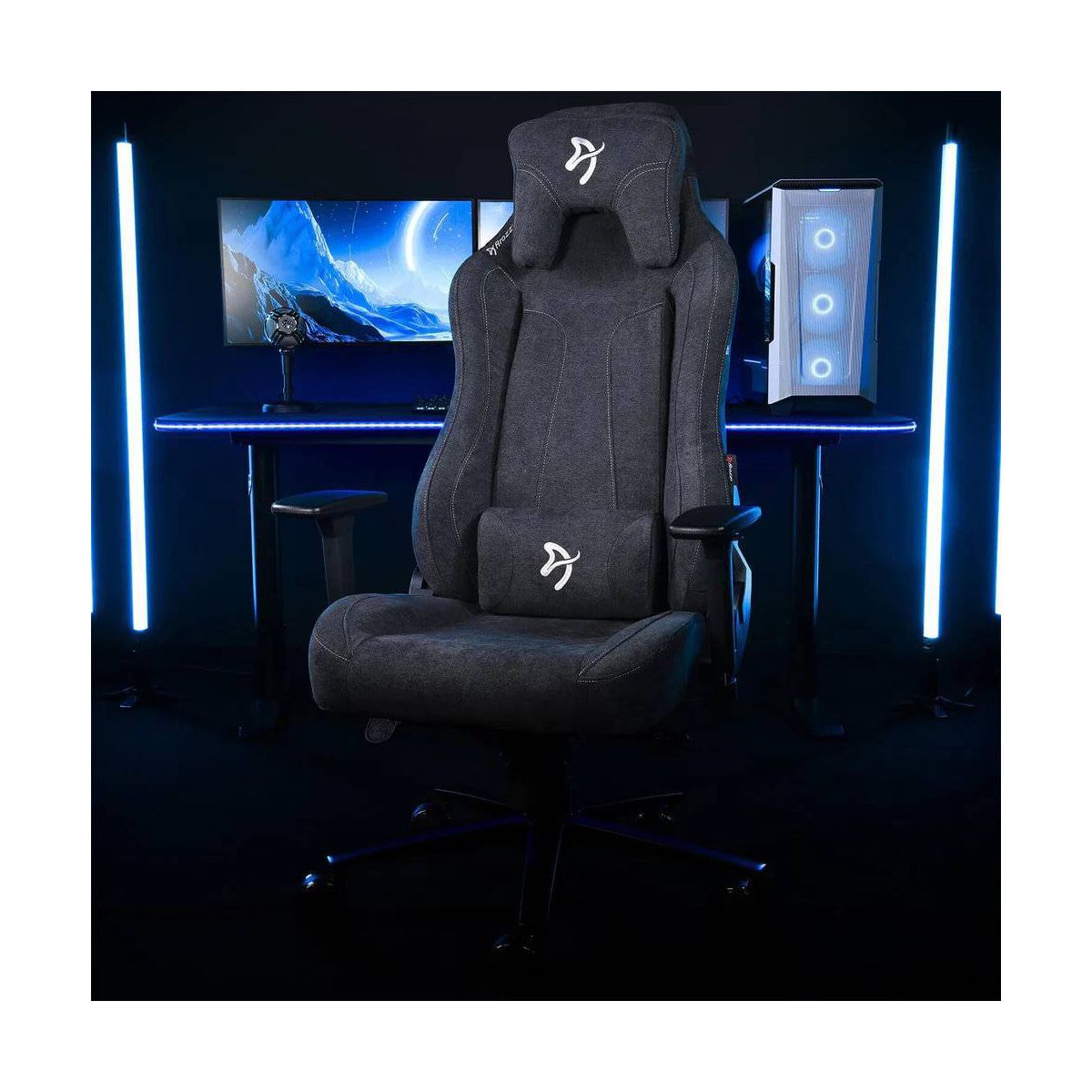 Arozzi Vernazza Soft Fabric Office and Gaming Chair with Soft Neck Lumbar Support Pillows - thumbnail 5