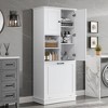 ORRD Tall Storage Cabinet with Adjustable Shelves, Flip-Out Basket & Enclosed Cabinets, MDF with Alloy Handles - 2 of 4