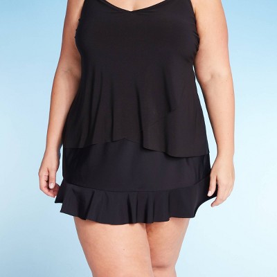 black ruffle swim skirt