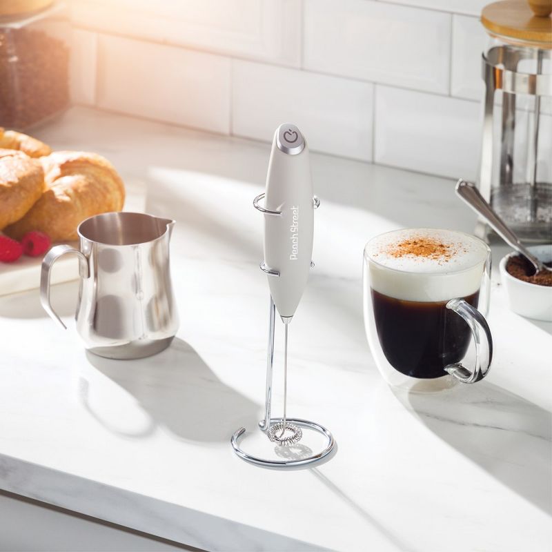 Peach Street Powerful Handheld Milk Frother, Mini Frother Wand, Battery Operated Stainless Steel Mixer, With Stand. for Milk, Latte, 2 of 13