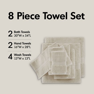 100% Cotton Solid Color Heavyweight Bath Towel Set, Anti-Microbial Certified Highly Absorbent Plushy Bath Towel
