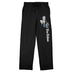 Pabst Blue Ribbon Bartender Men's Black Sleep Pajama Pants - 1 of 3