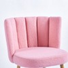 Zeus & Ruta Modern Dining Chair Set Of 2 with Iron Tube Wood Color Legs, Shorthair Cushions and Comfortable Backrest, Pink - 4 of 4