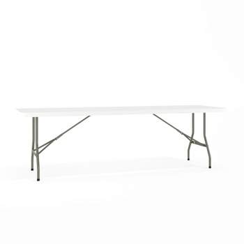 Flash Furniture Kathryn 8-Foot Bi-Fold Granite White Plastic Banquet and Event Folding Table with Carrying Handle
