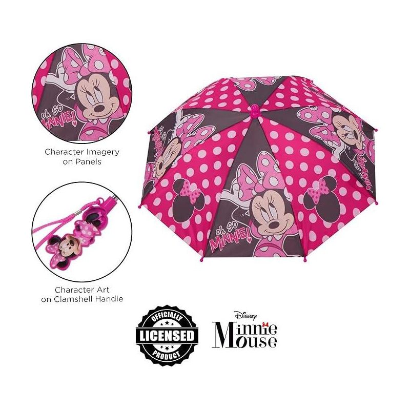Minnie Mouse Girl's Umbrella and Raincoat Set, Kids Ages 2-5 (pink), 5 of 7