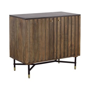 Treasure Trove Accents 2 Door Bar Cabinet Stonington Brown/Black: Marble Top, Mango Wood Frame, Stemware Rack - 1 of 4