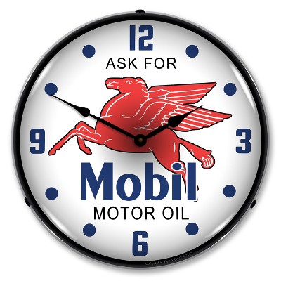 Collectable Sign & Clock | Mobil Oil LED Wall Clock Retro/Vintage, Lighted