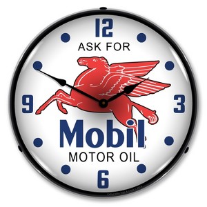 Collectable Sign & Clock | Mobil Oil LED Wall Clock Retro/Vintage, Lighted - 1 of 4