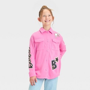 Girls' Barbie Shacket - Pink - 1 of 4