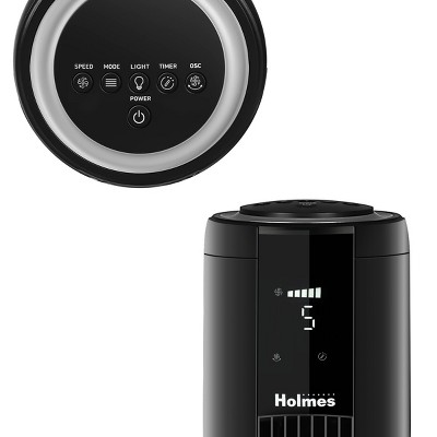 Holmes 42" Black Digital Oscillating Tower Fan with RGB Accent Light