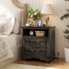 Aheaplus Farmhouse Storage Dresser Set of 2 , Night Stands with Charging Station and Drawer - 3 of 4