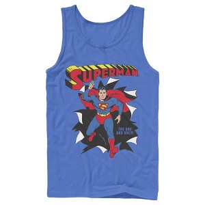 Men's Superman Only One Hero Rip Tank Top - 1 of 3