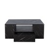 NicBex Minimalist Rectangular Coffee Table with LED Lights & Storage Drawers/Shelves,Marble Center Table for Living Room,Apartment,Black - 3 of 4