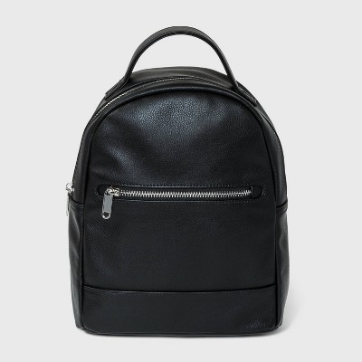 BLACK LEATHER SMALL BACKPACK