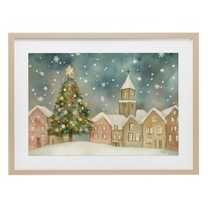 Stupell Industries Christmas Village Snowfall Framed Print Under Glass Art - 1 of 4