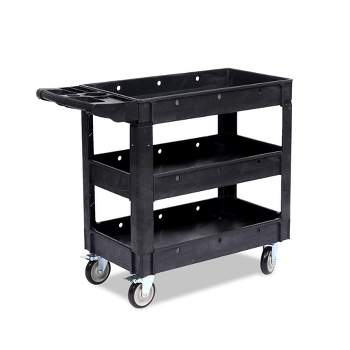 Utility Service Cart, 550LBS Heavy Duty PP Rolling Utility Cart with 360° Swivel Wheels, Large Shelf, Storage Handle
