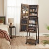 SONGMICS Jewelry Armoire Cabinet Floor Standing Lockable Jewelry Organizer Box Full-Length Mirror Bottom Drawer Shelf - 2 of 4