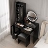 Black Linen Particle Board 4-Door 6-Drawer LED Three-Color Mirror Dresser Set with Interchangeable Left and Right Drawer Compartments - 3 of 4