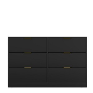 TiramisuBest Simply Modern 6-Drawer Dresser,Large Storage Chest for Bedroom, Living Room, Hallway & Entryway, Black - 1 of 4