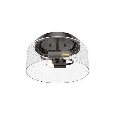 Hartland Noble Bronze Seeded Glass 11.5" LED Flush Mount Light