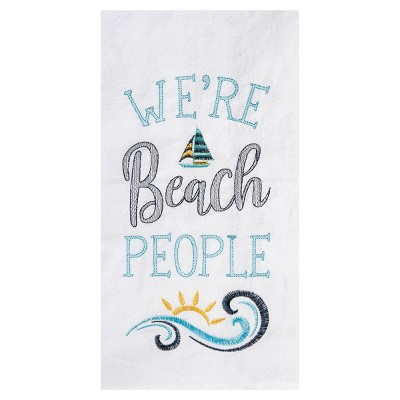 C&F Home We're Beach People Embroidered Flour Sack Cotton Kitchen Towel