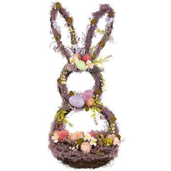Northlight Floral Grapevine Bunny Shaped Easter Basket Decoration - 21"