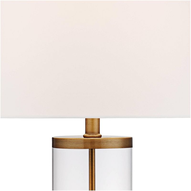 360 Lighting Coastal Table Lamp 26" High Glass Cylinder Gold Fillable White Drum Shade for Living Room Family Bedroom Bedside Nightstand, 3 of 9