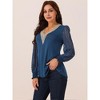 Seta T Women's Lace V Neck Long Sleeve Simple Casual Fall Winter Fashion T-Shirt - 2 of 4