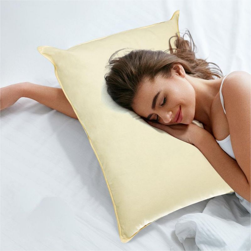 Cheer Collection Set of 2 Organic Kapok Bed Pillows with Breathable Cotton Shell - Yellow, 2 of 14