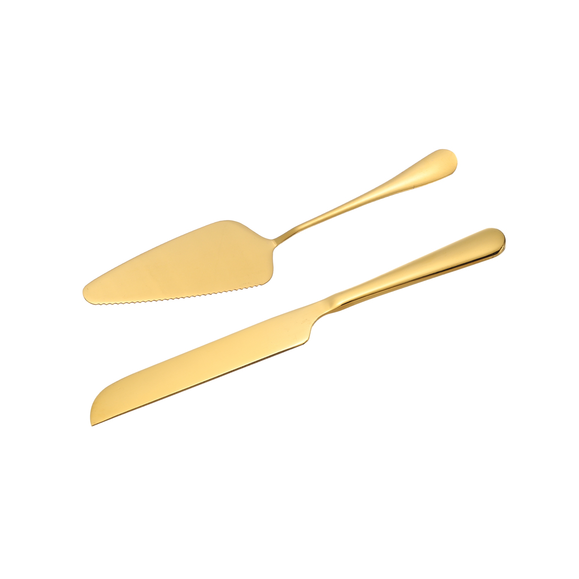 Unique Bargains Wedding Cake Knife Cutting and Server Set 1 Set 2 Pcs Gold