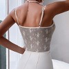 Women's Floral Lace Sheer Mesh Corset Bodysuit Spaghetti Strap Cami Tops Going Out - 3 of 3