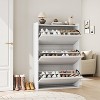3-Drawer Wooden Shoe Cabinet with Adjustable Shelves, Freestanding Flip Drawer Organizer, Hidden Shoe Storage for Entryway and Hallway - 2 of 4