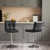 TUYOHW Set of 2 Adjustable Height Bar Stools,PU Leather Swivel Counter Height Barstools with Backrest & Footrest,24.2-32.5 Inch - 2 of 4