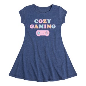 Girls' - Instant Message - Cozy Gaming Fit & Flair Cap Sleeve Dress - 1 of 3