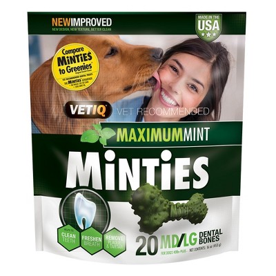 VetIQ Minties - Dental Dog Treat - Medium/Large - 16oz