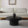 HomeRoots 28" Black Solid Wood Round Pedestal Coffee Table - 2 of 4