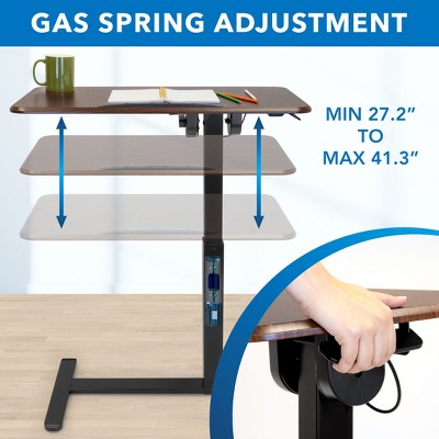 Adjustable Walnut Overbed Table with Tilting Top and Steel Base