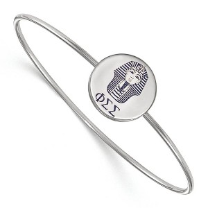 Black Bow Jewelry Sterling Silver Phi Sigma Sigma Greek Life Bangle Bracelet 7 Inch - 1 of 3
