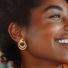 Ross-Simons 1.40 ct. t.w. White Topaz Doorknocker Earrings in Sterling Silver and 18kt Gold Over Sterling - 2 of 4